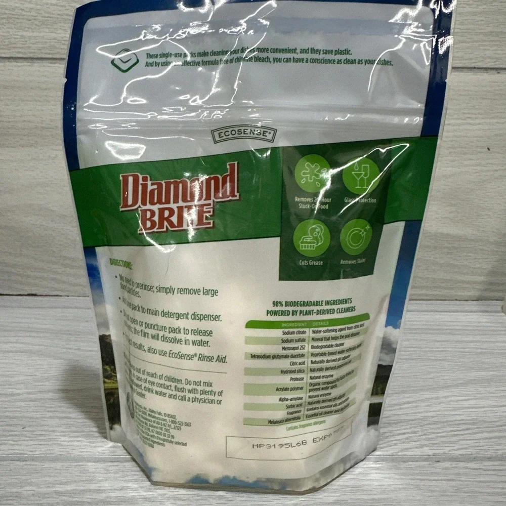 MELALEUC Diamond Brite Auto Dishwasher Detergent 30 Pack Chlorine-Free EXP 7/25